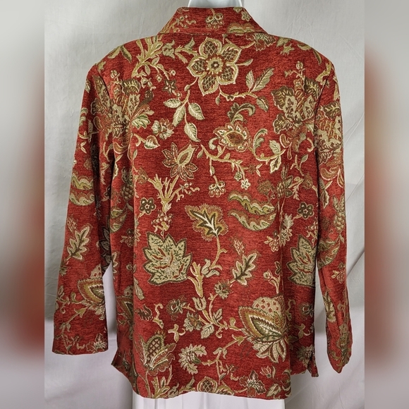 Vintage ERIN LONDON Rust and Gold Midweight Tapestry Coat - Size L - Picture 2 of 4